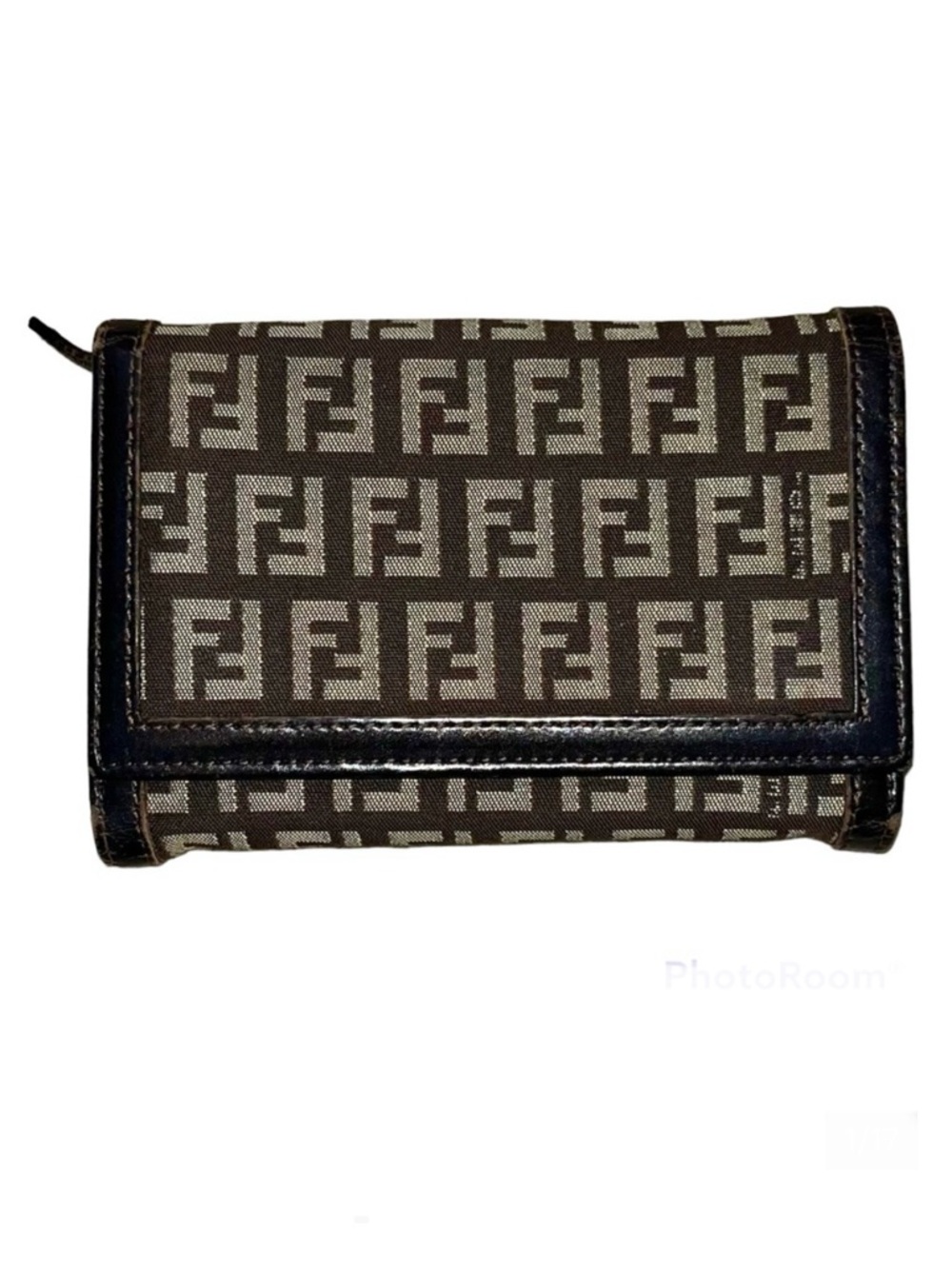 Fendi Brown Zucchino Vintage Small Trifold Wallet